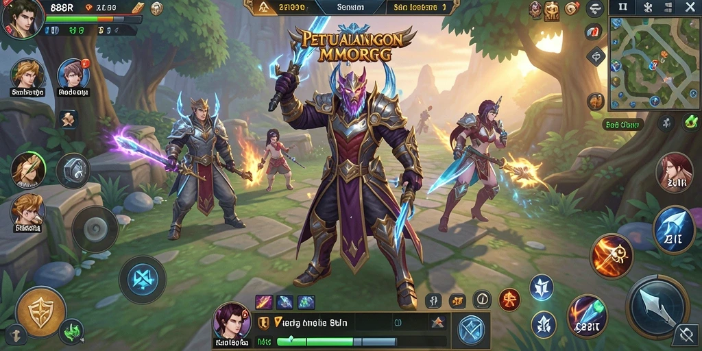 Tampilan gameplay epik dalam dunia 888R MMORPG.