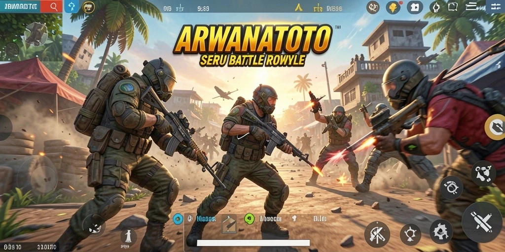 Screenshot ARWANATOTO menampilkan momen seru pertempuran Battle Royale.