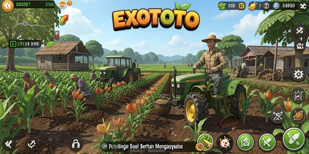 Tampilan gameplay EXOTOTO yang menarik dan penuh warna.