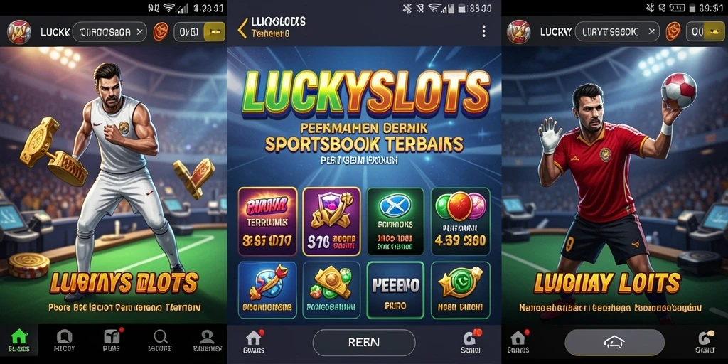 Tangkapan layar utama LUCKYSLOTS yang menunjukkan antarmuka taruhan langsung olahraga.