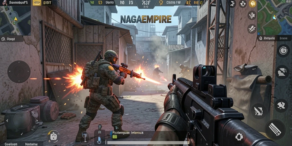 Tampilan menarik dari gameplay NAGAEMPIRE saat pertempuran.
