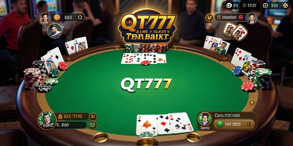 Screenshot gameplay QT777 menampilkan pemain yang terlibat dalam permainan Poker.