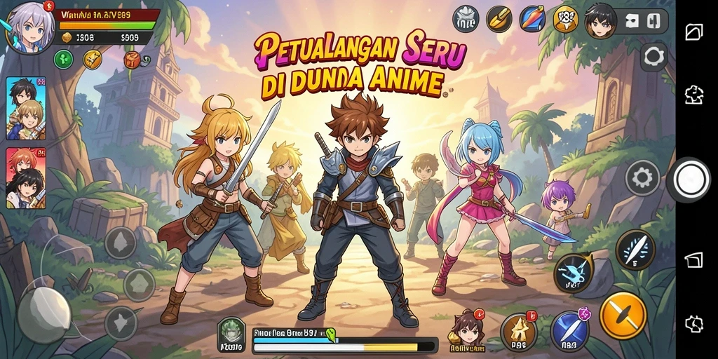 Tangkapan layar utama V89 menampilkan aksi mendebarkan di dunia Anime.