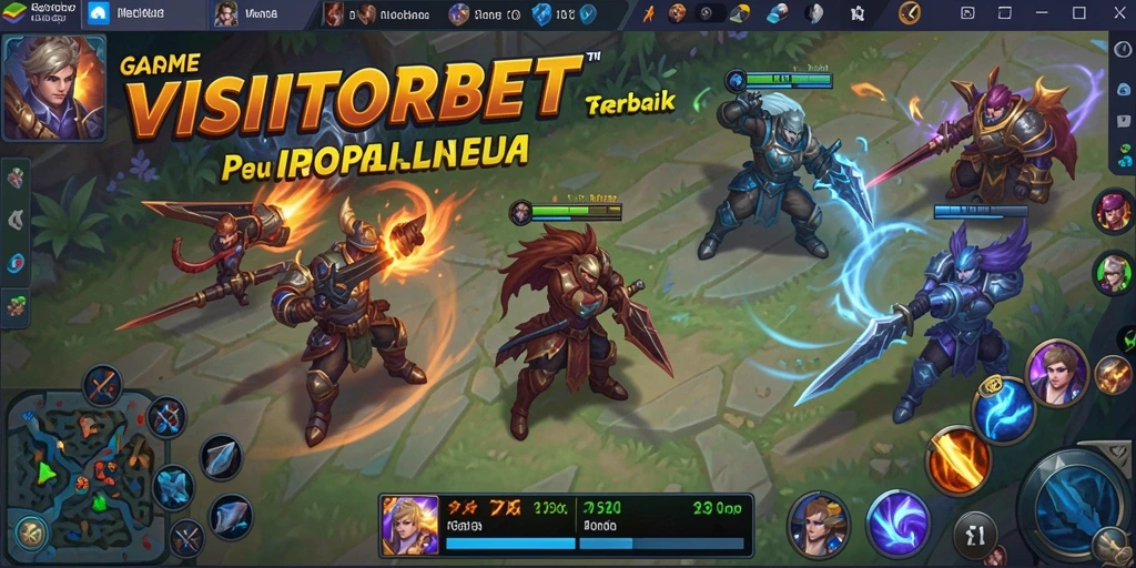 Tampilan seru dari gameplay VISITORBET dalam aksi pertarungan MOBA.